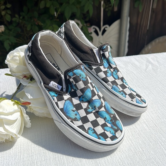 VANS BUTTERFLY CHECKERED SLIP-ON TRUE WHITE SIZE M 4. F 5.5 - Picture 13 of 16